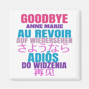 Personlig Adjö Lämnande Au Revoir Typografi Magnet