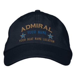 Personlig Admiral Stjärnor Boll Hatt Broderi Broderad Keps