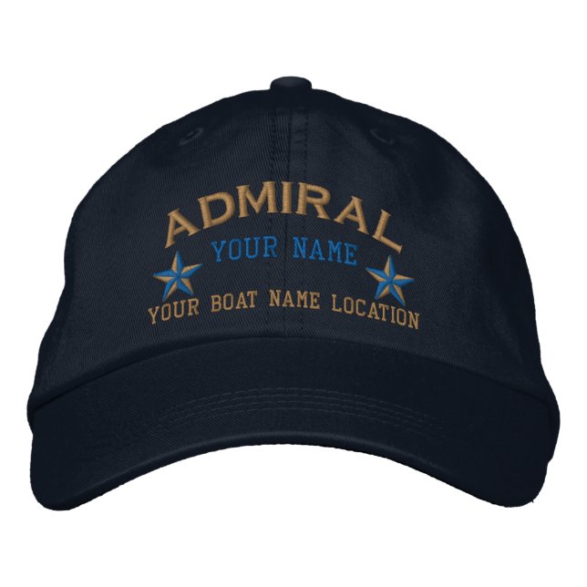 Personlig Admiral Stjärnor Boll Hatt Broderi Broderad Keps (Framsida)