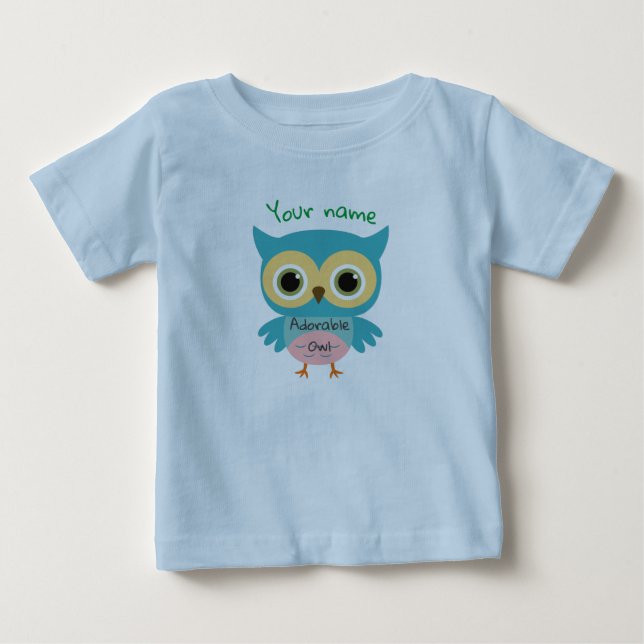 Personlig Adsible Blue uggla T Shirt (Framsida)