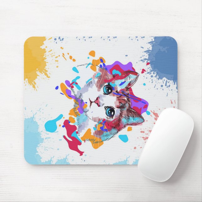 Personlig Adsible Cat | Färgfyllda kattgåvor Musmatta (Med mus)