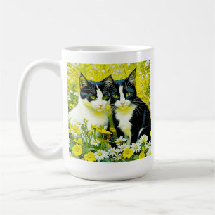 Personlig Adsible Cat i fält i Daisy Kaffemugg