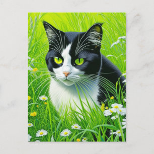 Personlig Adsible Cat i fält i Daisy Vykort