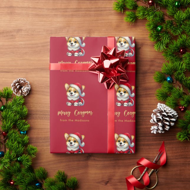 Personlig Adsible Corgi - Merry Corgmas Presentpapper (Julgåva)