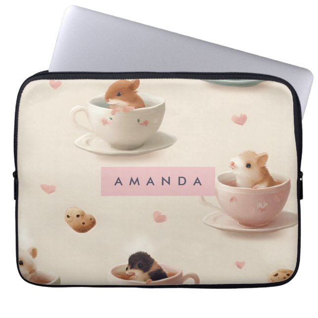 Personlig Adsible Hamster i Tekopp Mönster Laptop Fodral (Framsidan)