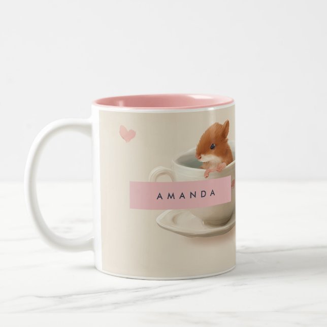 Personlig Adsible Hamster i Tekopp Mönster Två-Tonad Mugg (Vänster)