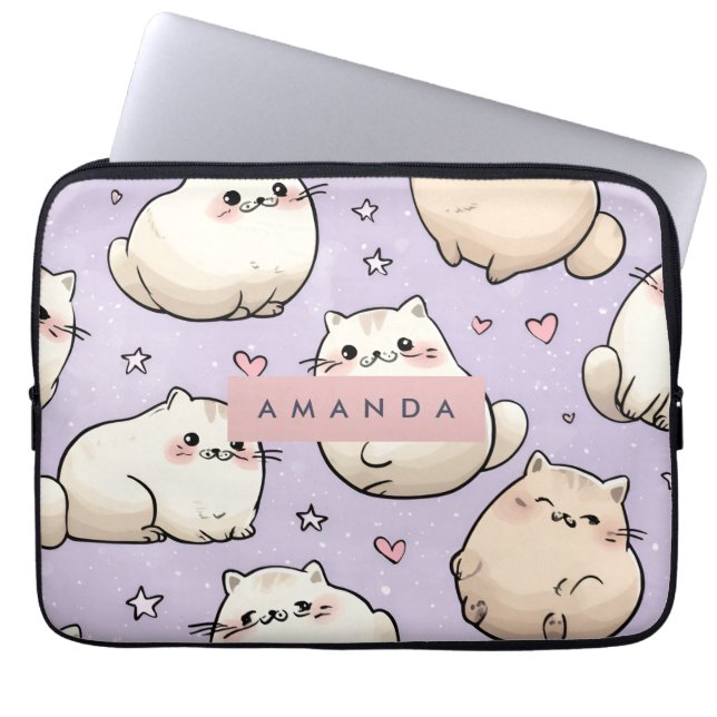 Personlig Adsible Knubbig Cat Mönster Laptop Fodral (Framsidan)