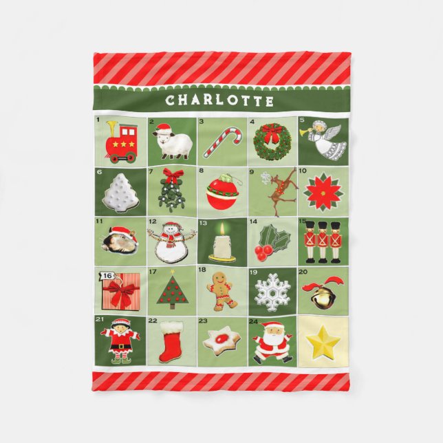 Personlig Advent Calendar Fleecefilt (Framsidan)