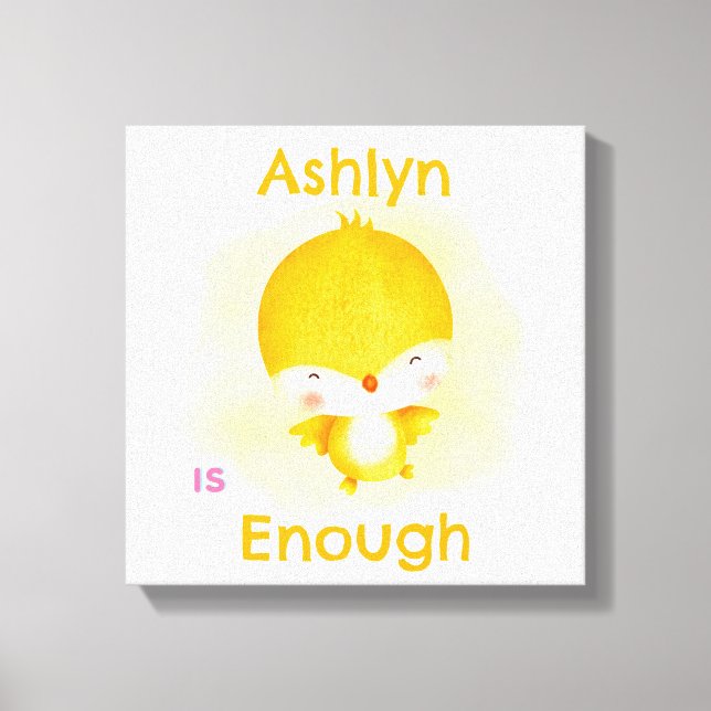 Personlig affirmation för barn | Gul fågel är nog Canvastryck (Framsida)