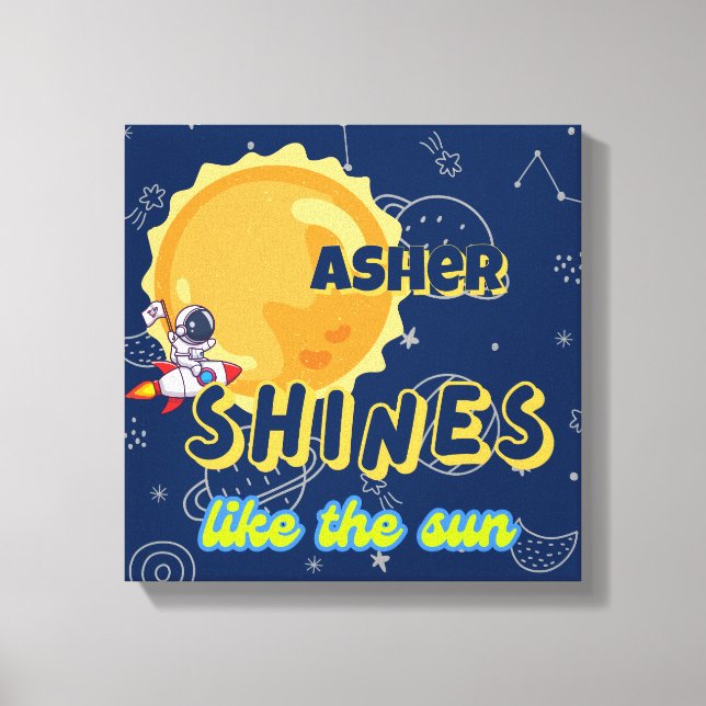 Personlig affirmation för barn rum dekor Space Kid Canvastryck (Framsida)