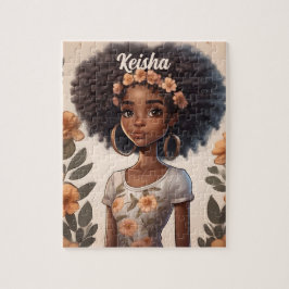 Personlig African American Girl Jigszle Puzzle Pussel
