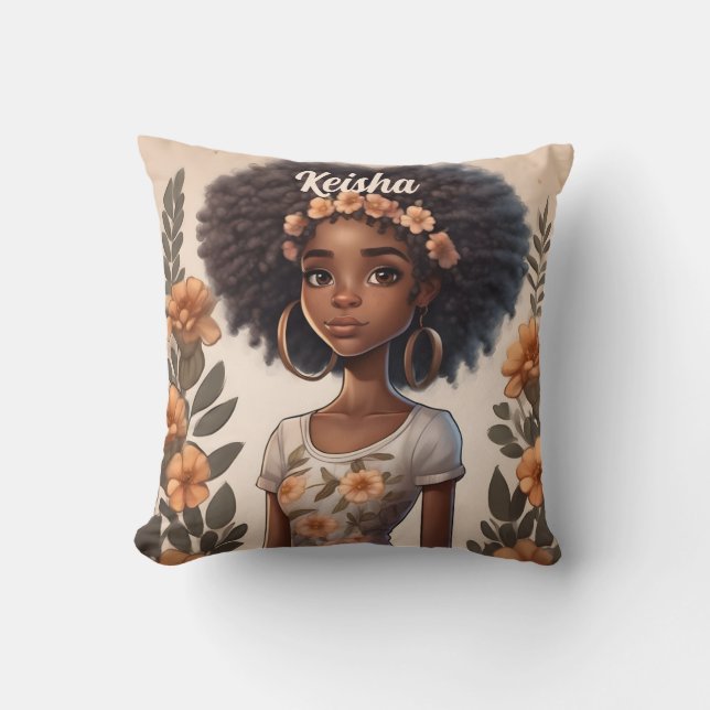 Personlig African American Girl Pillow Kudde (Framsida)