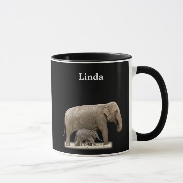 Personlig African Elephant on Black Mugg (Höger)
