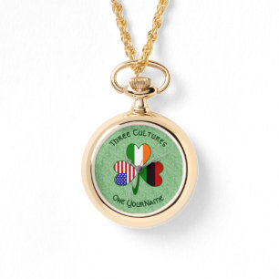 Personlig afrikansk irländsk amerikansk shamrock armbandsur