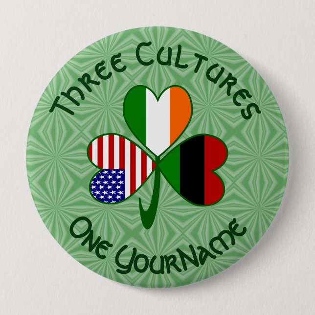 Personlig afrikansk irländsk amerikansk shamrock knapp (Framsida)