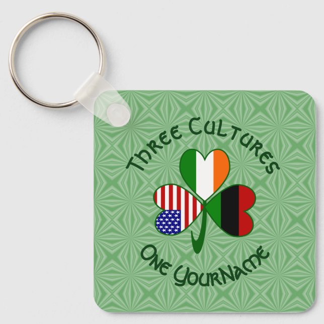 Personlig afrikansk irländsk amerikansk shamrock nyckelring (Framsida)
