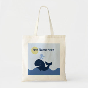 Personlig Ahoy Mate/Whale/Sailboat Tote Bag Tygkasse