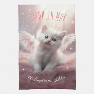 Personlig AI-genererad Kitten Angel Vingar Kökshandduk