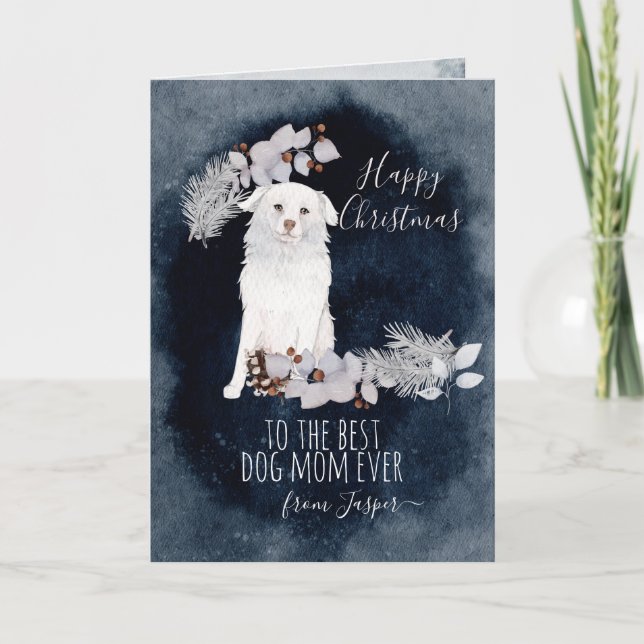 Personlig Aidi White Fluffy Hund Helgkort (Framsida)