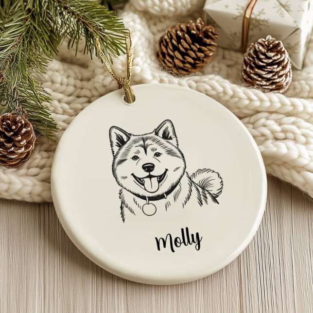 Personlig Akita Hund Jul Julgransprydnad Keramik (Skapare uppladdad)
