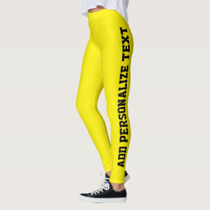 Personlig Aktiv Damkläder Svart Ljus Gul Leggings