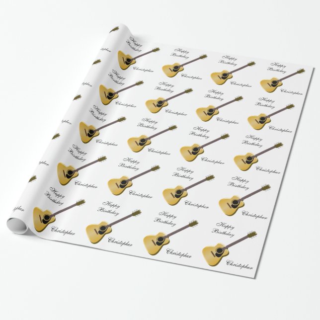 Personlig Akustisk Gitarr Födelsedag Presentpapper (Utrullad)