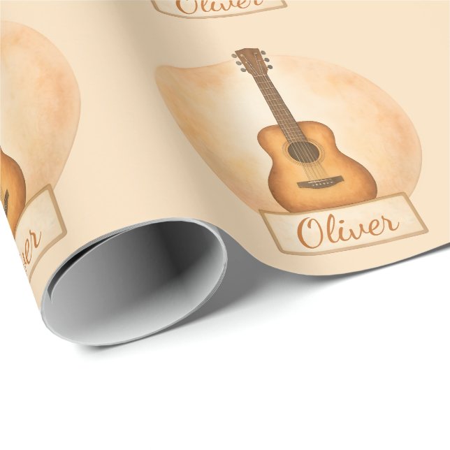 Personlig akustisk gitarr för musikkärlekare med n presentpapper (Rullad Hörn)