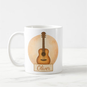Personlig Akustisk Gitarr Med Namn För Musikälskar Kaffemugg
