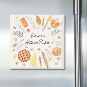 Personlig akvarell bakverk bakning bageri magnet