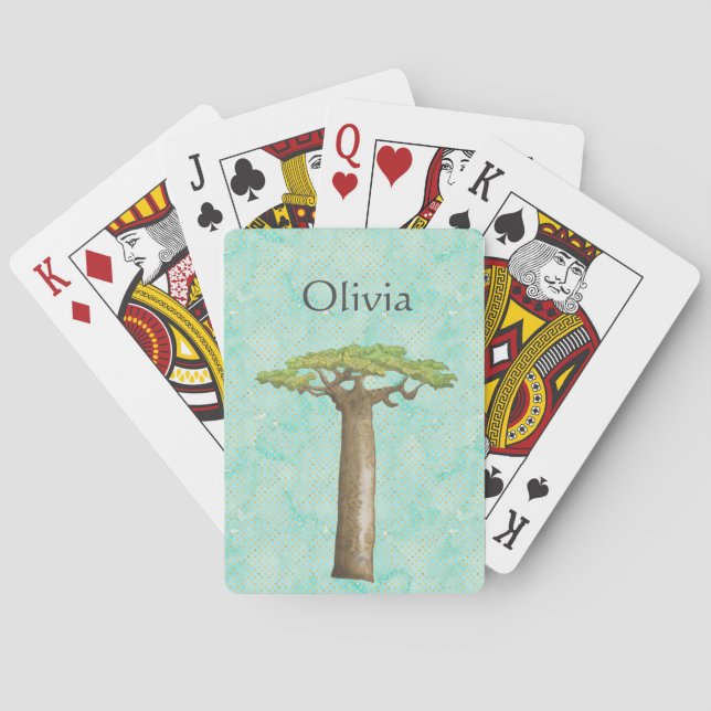 Personlig akvarell Baobab-träd  Casinokort (Baksidan)