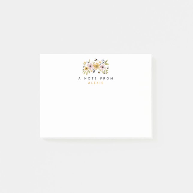 Personlig akvarell blommor & bin post-it block (Framsida)