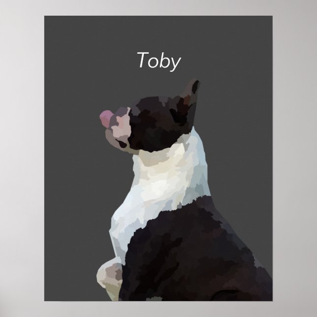 Personlig akvarell Boston Terrier Hund Affisch (Framsidan)