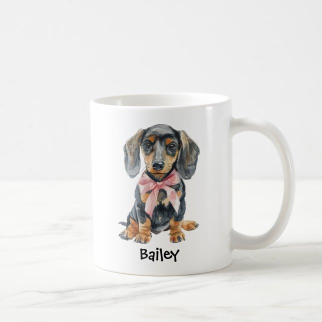 Personlig akvarell Dachshund Hund Koxettbåge  Kaffemugg (Höger)