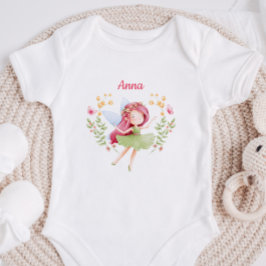 Personlig akvarell-fe- babyskjorta för flickor t shirt
