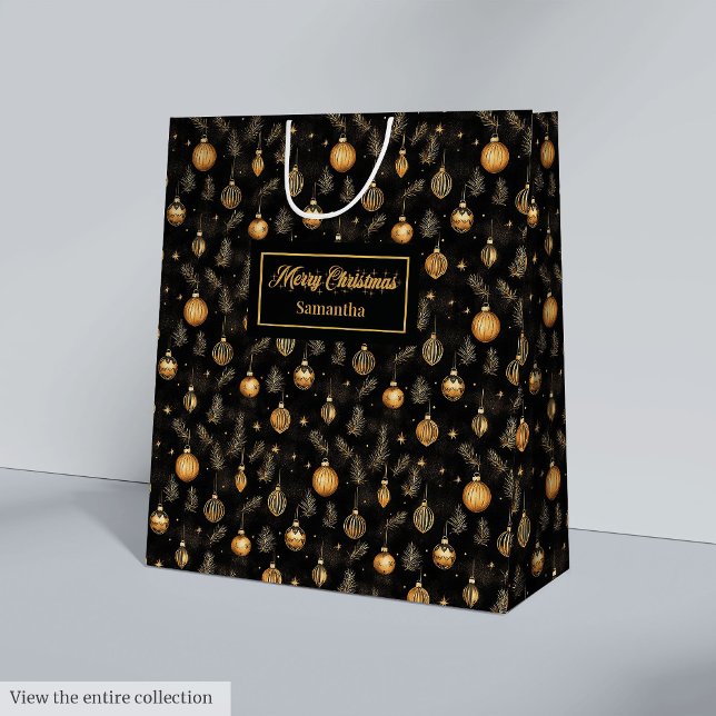 Personlig akvarell guld och svart presentförpackni (Personalized watercolor gold and black gift wrap)