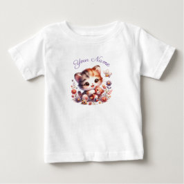 Personlig akvarell Lekande kattunge namn T Shirt