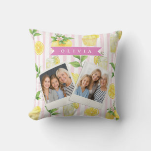 Personlig akvarell Lemonad Cupcake Randig Kudde