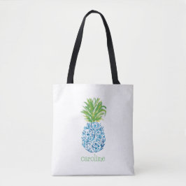 Personlig Akvarell Pineapple Chinoiserie Tygkasse