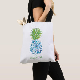 Personlig Akvarell Pineapple Chinoiserie Tygkasse