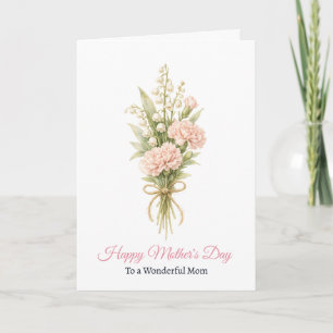 Personlig Akvarell Rosa Peony Lily Mors Dag Kort
