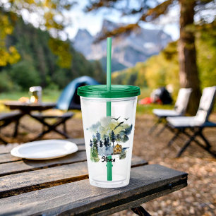Personlig akvarell skogsscen take away mugg