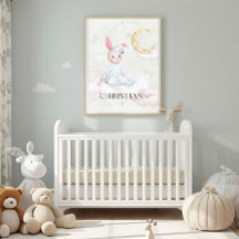 Personlig akvarell Sövande kanin Nursery Art -