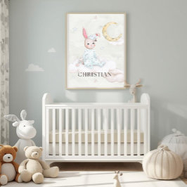 Personlig akvarell Sövande kanin Nursery Art - Poster