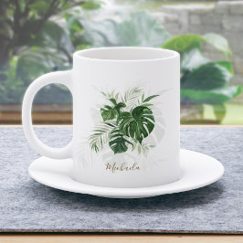 Personlig akvarell Tropiska blad Kaffemugg
