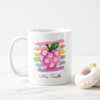 Personlig akvarell tusenskönasäpple kaffemugg