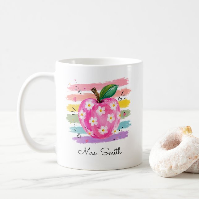 Personlig akvarell tusenskönasäpple kaffemugg (Med munk)