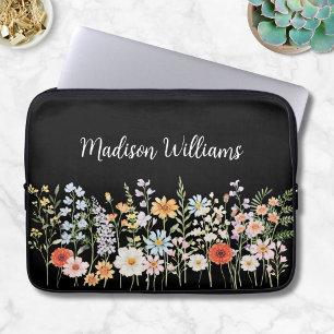 Personlig akvarell vild blomster elegant blommig laptop fodral