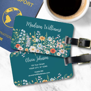 Personlig akvarell vild blomster floral elegant bagagebricka