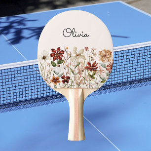 Personlig akvarell Vintage Vildblomma Äng Pingisracket