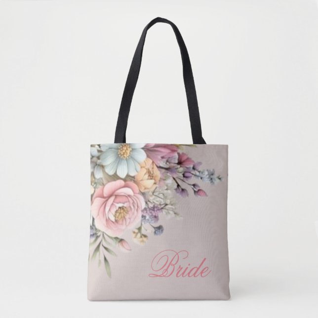 Personlig akvarellblomma brudtaska tygkasse (Framsida)